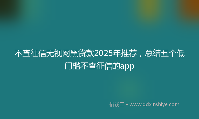 不查征信无视网黑贷款2025年推荐，总结五个低门槛不查征信的app