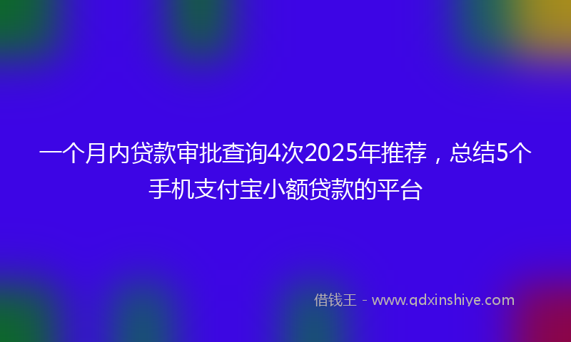 一个月内贷款审批查询4次2025年推荐，总结5个手机支付宝小额贷款的平台