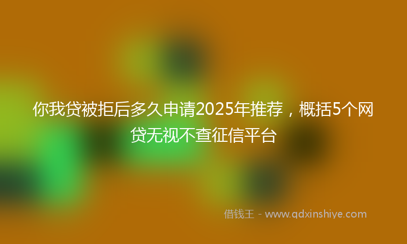 你我贷被拒后多久申请2025年推荐，概括5个网贷无视不查征信平台