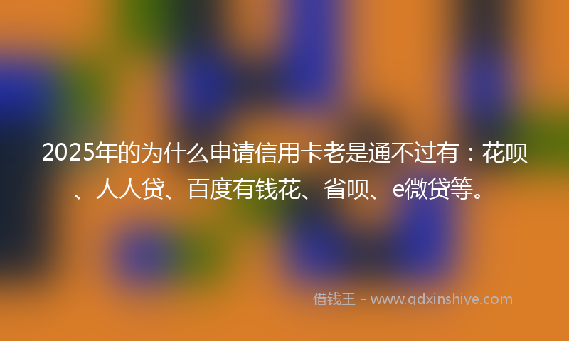 2025年的为什么申请信用卡老是通不过有：花呗、人人贷、百度有钱花、省呗、e微贷等。