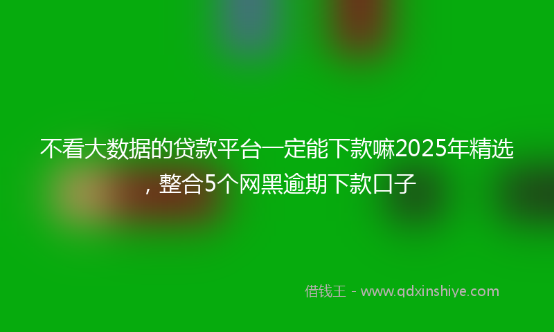 不看大数据的贷款平台一定能下款嘛2025年精选，整合5个网黑逾期下款口子