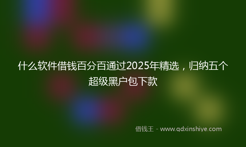 什么软件借钱百分百通过2025年精选，归纳五个超级黑户包下款