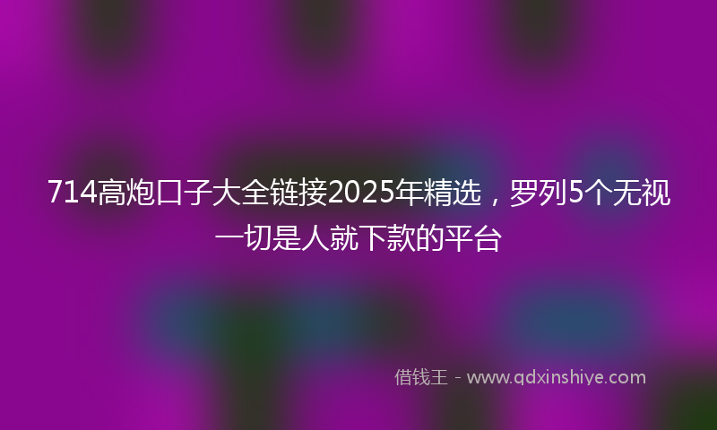 714高炮口子大全链接2025年精选，罗列5个无视一切是人就下款的平台