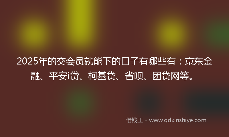 2025年的交会员就能下的口子有哪些有：京东金融、平安i贷、柯基贷、省呗、团贷网等。