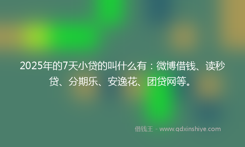2025年的7天小贷的叫什么有：微博借钱、读秒贷、分期乐、安逸花、团贷网等。