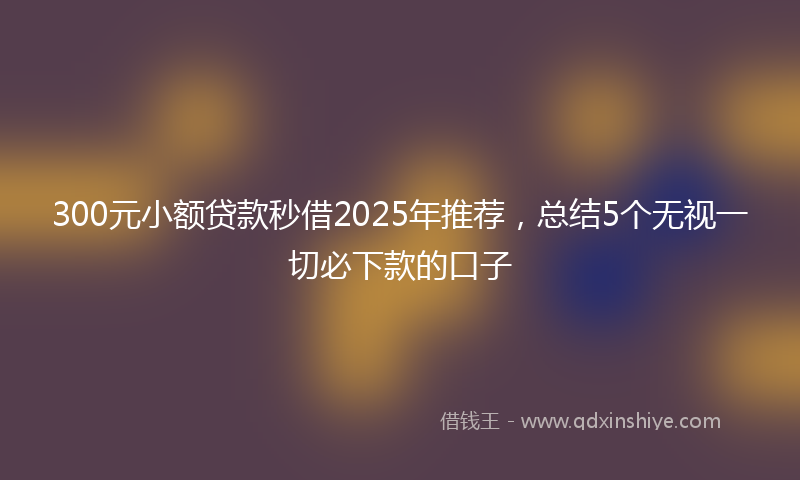 300元小额贷款秒借2025年推荐，总结5个无视一切必下款的口子