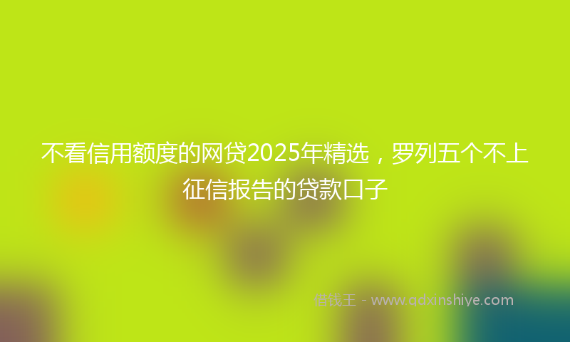 不看信用额度的网贷2025年精选，罗列五个不上征信报告的贷款口子