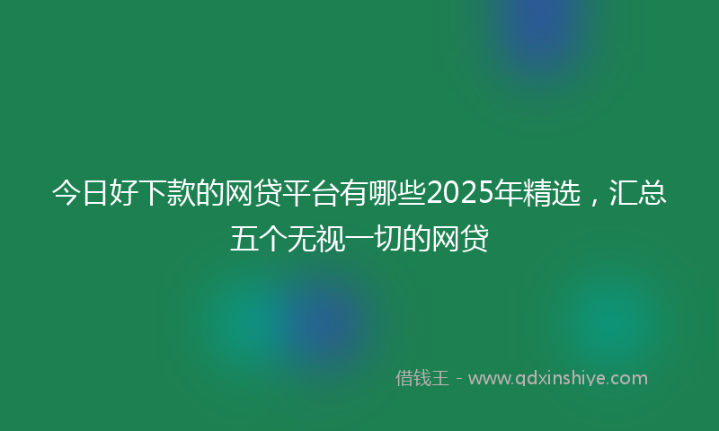今日好下款的网贷平台有哪些2025年精选，汇总五个无视一切的网贷