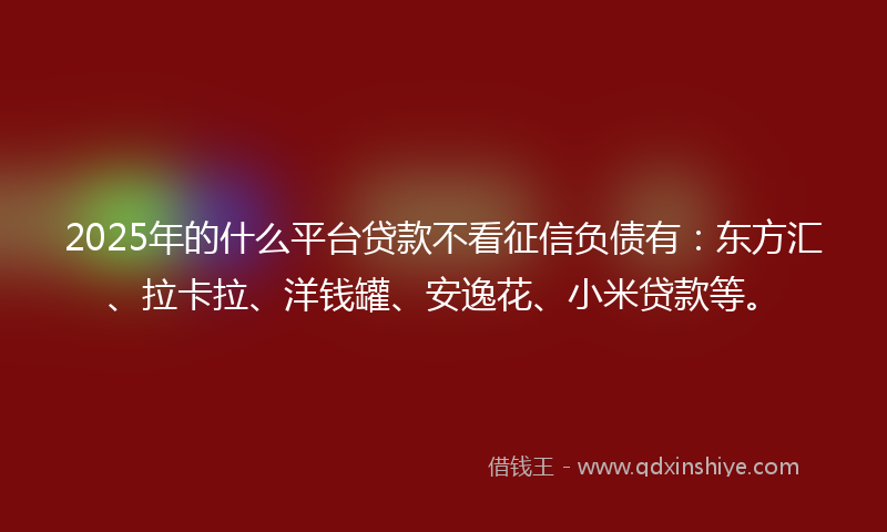 2025年的什么平台贷款不看征信负债有：东方汇、拉卡拉、洋钱罐、安逸花、小米贷款等。