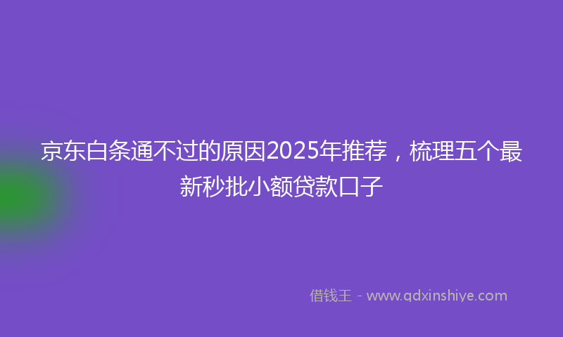 京东白条通不过的原因2025年推荐，梳理五个最新秒批小额贷款口子
