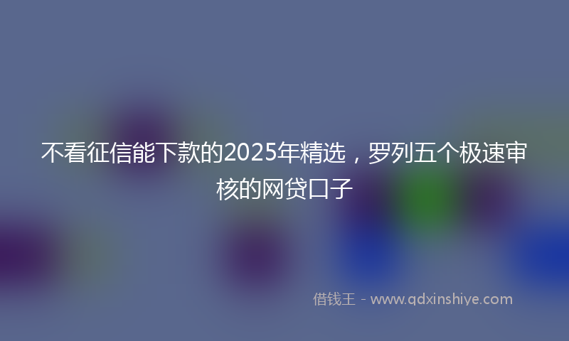 不看征信能下款的2025年精选，罗列五个极速审核的网贷口子