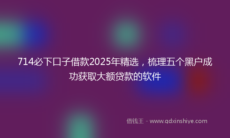 714必下口子借款2025年精选，梳理五个黑户成功获取大额贷款的软件