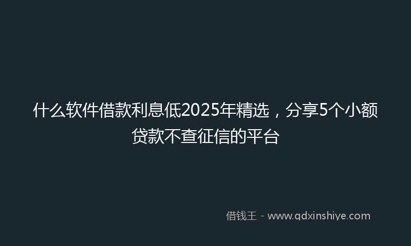什么软件借款利息低2025年精选，分享5个小额贷款不查征信的平台