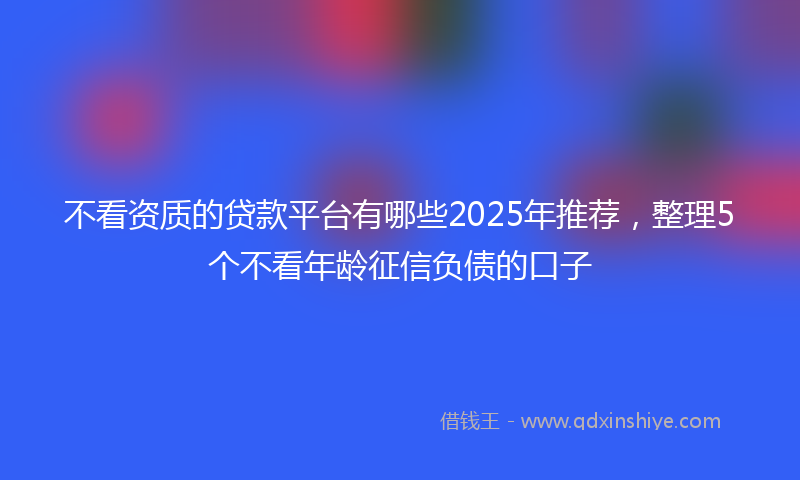 不看资质的贷款平台有哪些2025年推荐，整理5个不看年龄征信负债的口子