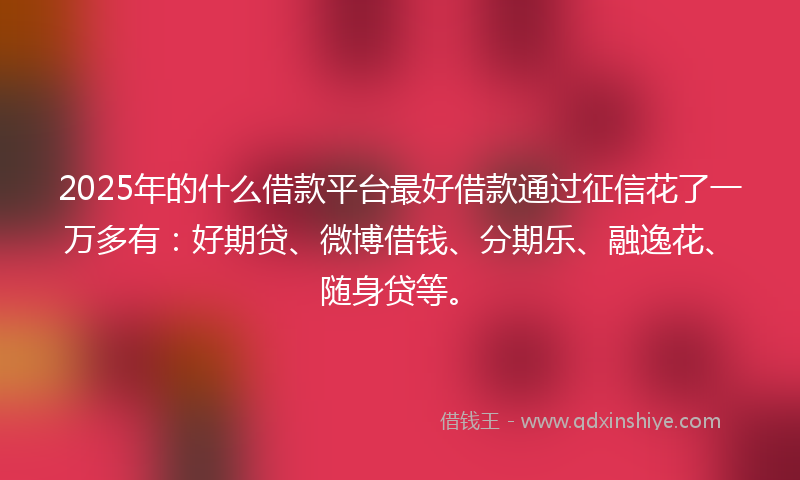 2025年的什么借款平台最好借款通过征信花了一万多有：好期贷、微博借钱、分期乐、融逸花、随身贷等。