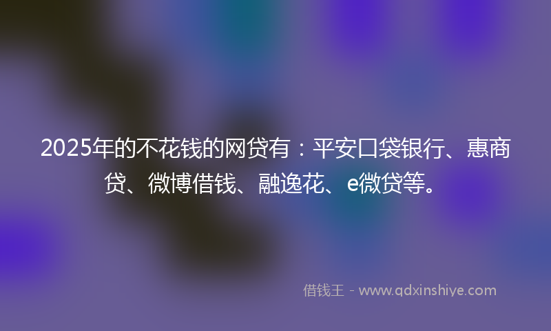 2025年的不花钱的网贷有：平安口袋银行、惠商贷、微博借钱、融逸花、e微贷等。