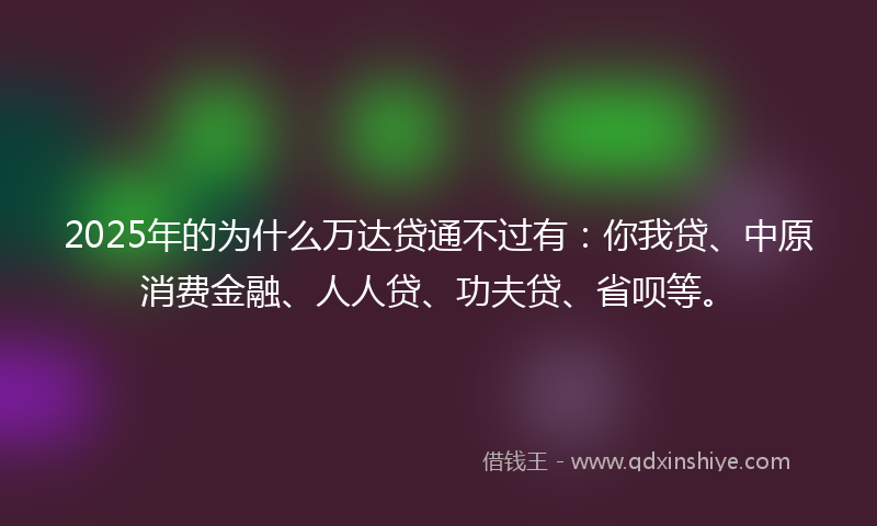 2025年的为什么万达贷通不过有：你我贷、中原消费金融、人人贷、功夫贷、省呗等。
