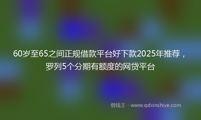 60岁至65之间正规借款平台好下款2025年推荐，罗列5个分期有额度的网贷平台