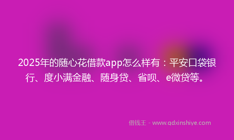 2025年的随心花借款app怎么样有：平安口袋银行、度小满金融、随身贷、省呗、e微贷等。