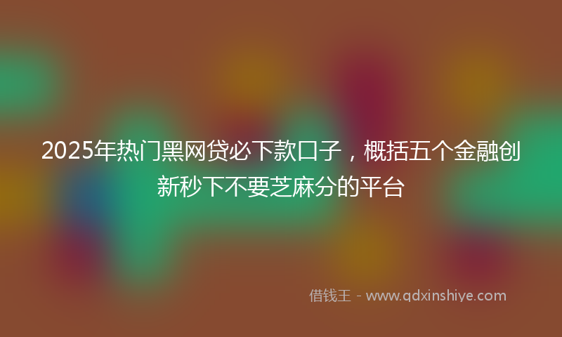 2025年热门黑网贷必下款口子，概括五个金融创新秒下不要芝麻分的平台
