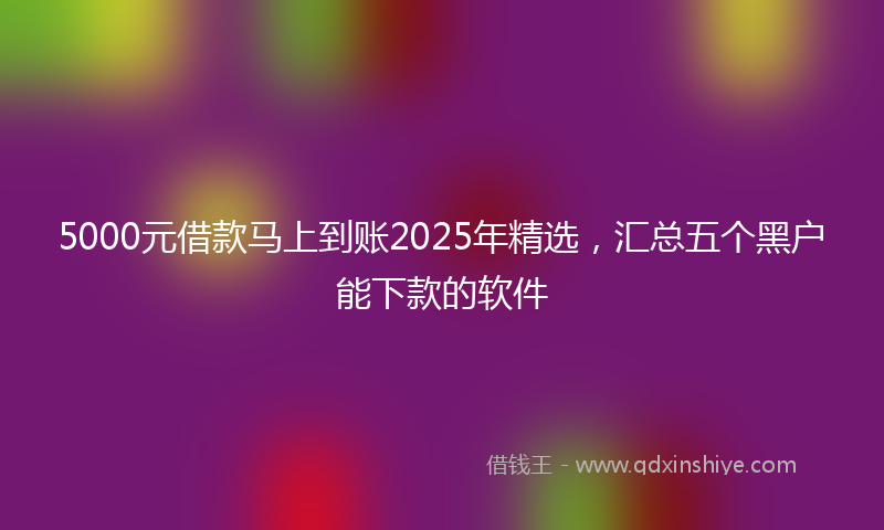 5000元借款马上到账2025年精选，汇总五个黑户能下款的软件