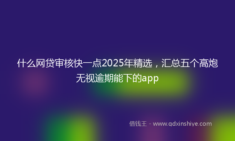 什么网贷审核快一点2025年精选，汇总五个高炮无视逾期能下的app