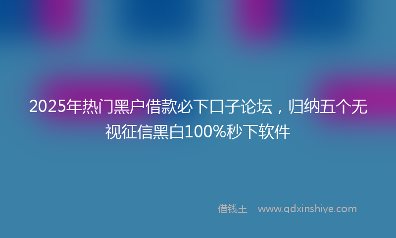 2025年热门黑户借款必下口子论坛，归纳五个无视征信黑白100%秒下软件