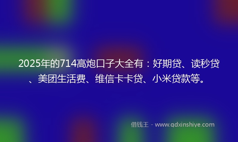 2025年的714高炮口子大全有：好期贷、读秒贷、美团生活费、维信卡卡贷、小米贷款等。