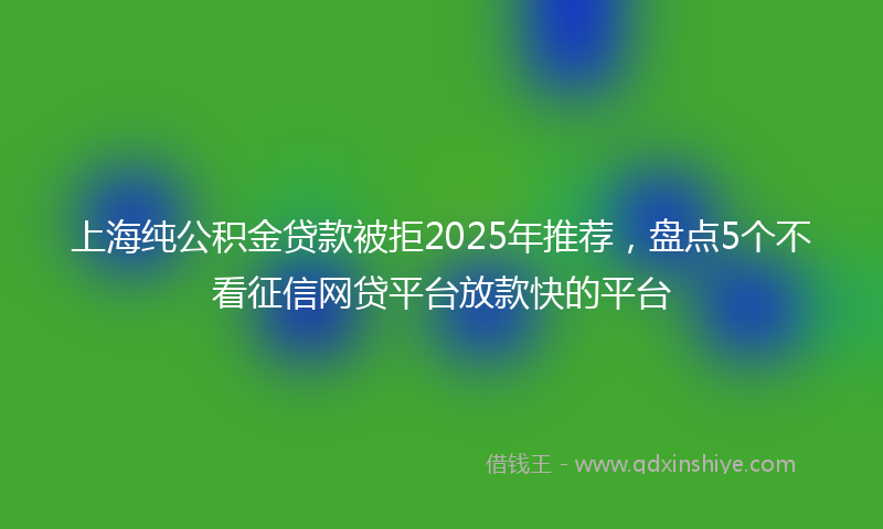 上海纯公积金贷款被拒2025年推荐，盘点5个不看征信网贷平台放款快的平台
