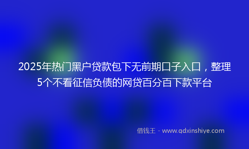 2025年热门黑户贷款包下无前期口子入口，整理5个不看征信负债的网贷百分百下款平台