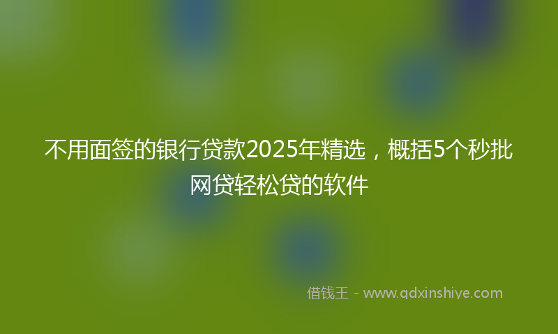 不用面签的银行贷款2025年精选，概括5个秒批网贷轻松贷的软件