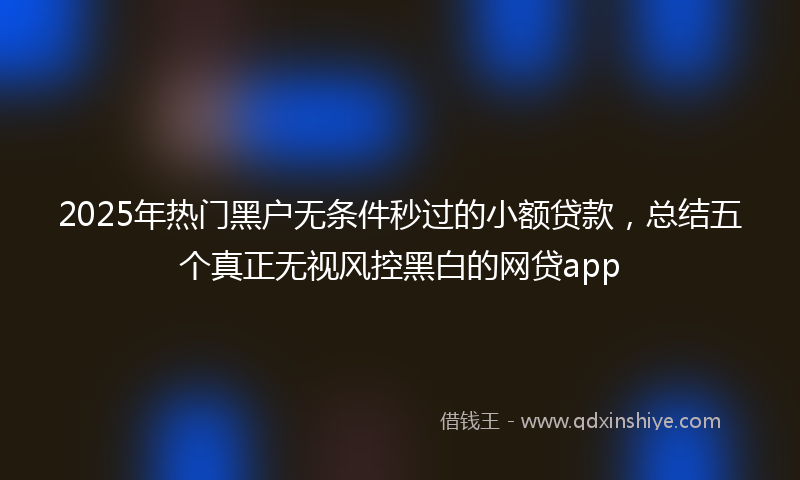 2025年热门黑户无条件秒过的小额贷款，总结五个真正无视风控黑白的网贷app