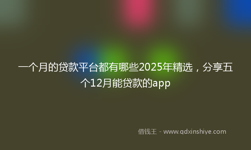 一个月的贷款平台都有哪些2025年精选，分享五个12月能贷款的app