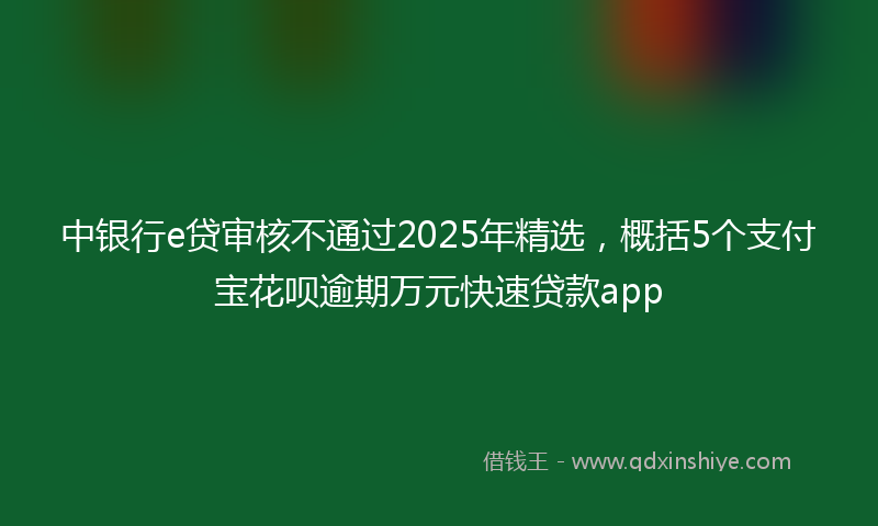 中银行e贷审核不通过2025年精选，概括5个支付宝花呗逾期万元快速贷款app