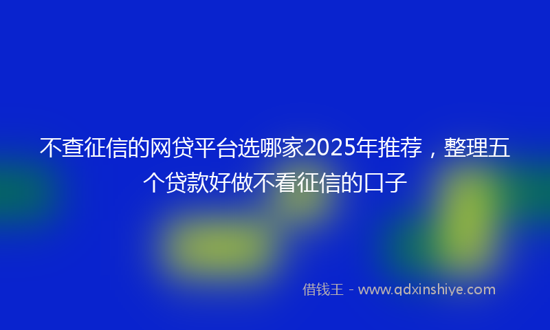 不查征信的网贷平台选哪家2025年推荐，整理五个贷款好做不看征信的口子
