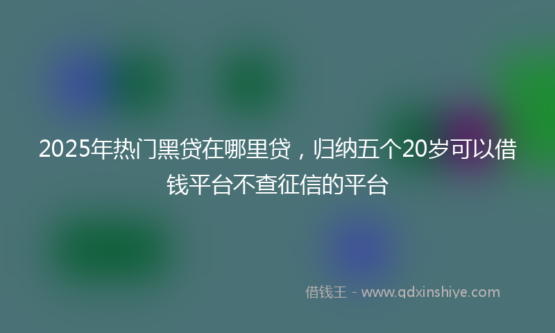 2025年热门黑贷在哪里贷，归纳五个20岁可以借钱平台不查征信的平台