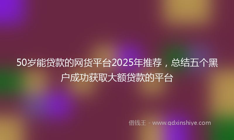 50岁能贷款的网货平台2025年推荐，总结五个黑户成功获取大额贷款的平台