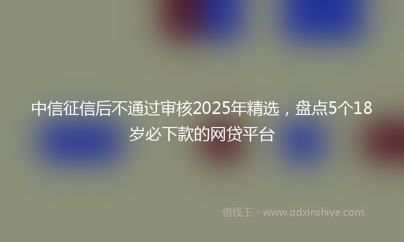 中信征信后不通过审核2025年精选，盘点5个18岁必下款的网贷平台