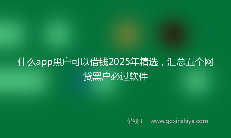 什么app黑户可以借钱2025年精选，汇总五个网贷黑户必过软件