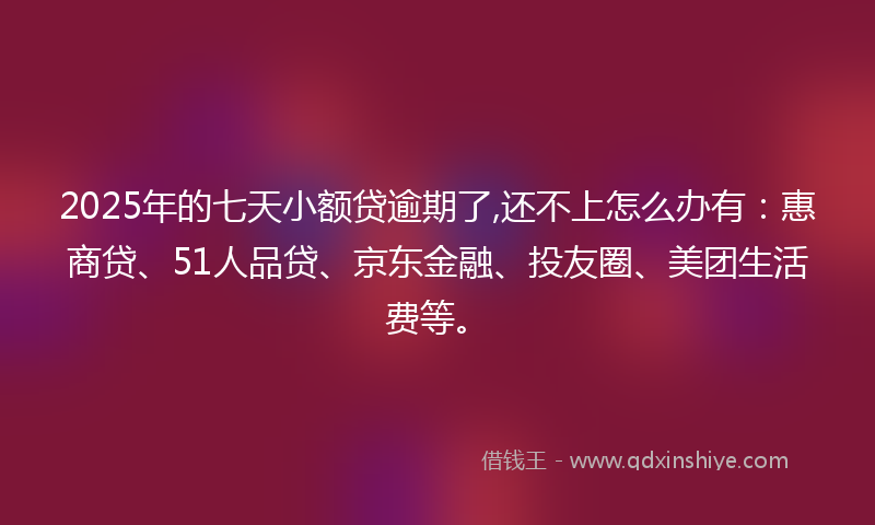 2025年的七天小额贷逾期了,还不上怎么办有：惠商贷、51人品贷、京东金融、投友圈、美团生活费等。