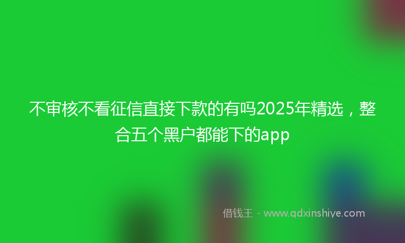 不审核不看征信直接下款的有吗2025年精选，整合五个黑户都能下的app