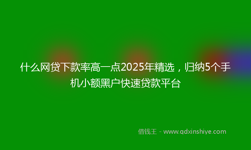 什么网贷下款率高一点2025年精选，归纳5个手机小额黑户快速贷款平台