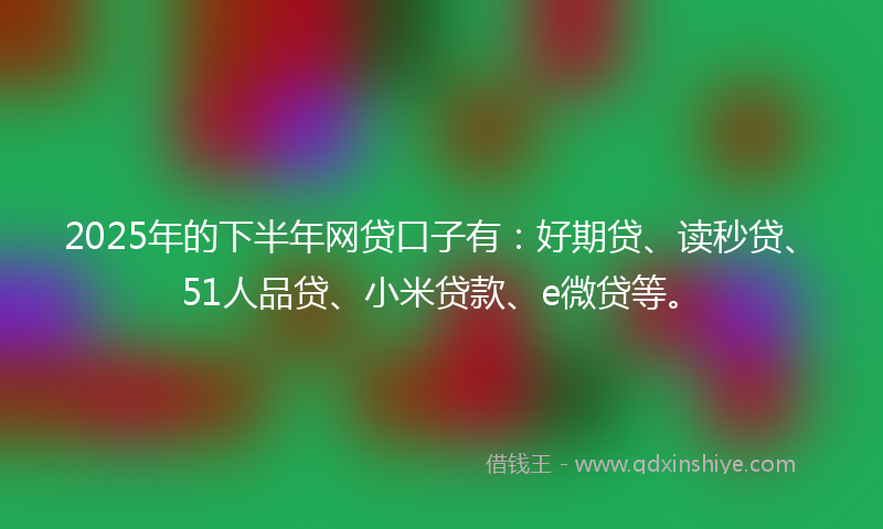 2025年的下半年网贷口子有：好期贷、读秒贷、51人品贷、小米贷款、e微贷等。