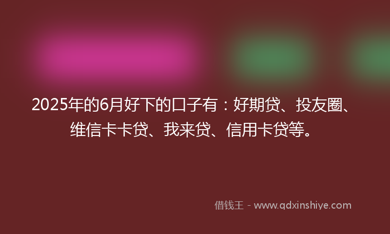2025年的6月好下的口子有：好期贷、投友圈、维信卡卡贷、我来贷、信用卡贷等。