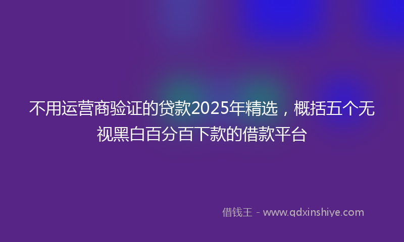 不用运营商验证的贷款2025年精选，概括五个无视黑白百分百下款的借款平台