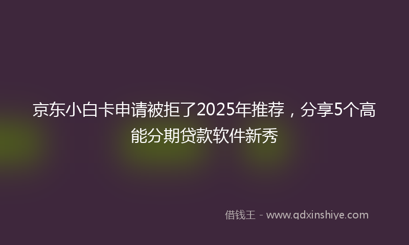 京东小白卡申请被拒了2025年推荐，分享5个高能分期贷款软件新秀