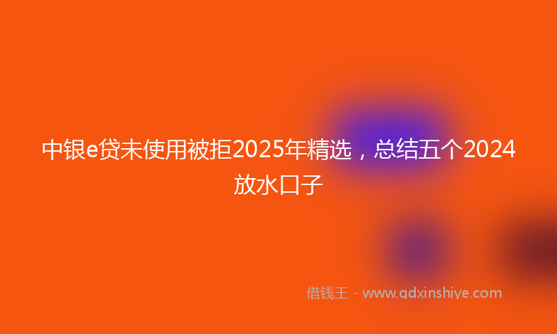 中银e贷未使用被拒2025年精选，总结五个2024放水口子