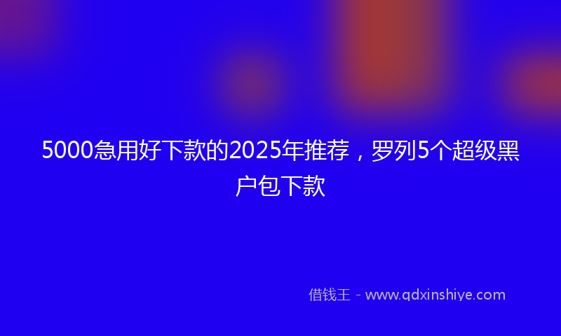5000急用好下款的2025年推荐，罗列5个超级黑户包下款