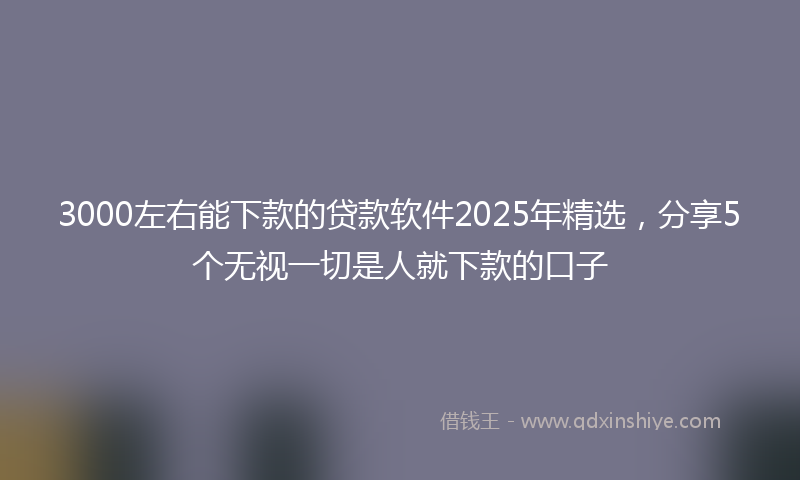 3000左右能下款的贷款软件2025年精选，分享5个无视一切是人就下款的口子