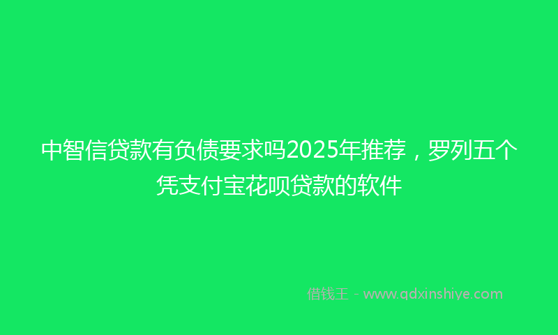 中智信贷款有负债要求吗2025年推荐，罗列五个凭支付宝花呗贷款的软件